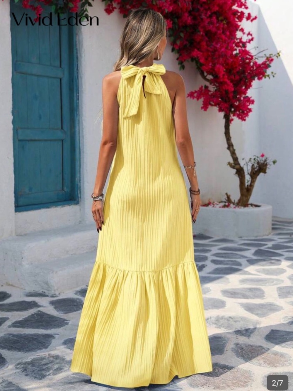 Yellow Ruffle Hem Dress - Picture 2 of 4